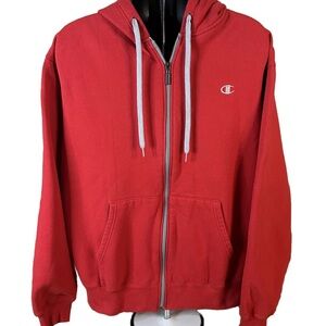 Champion Men's Red Zip-Up Hoodie XL